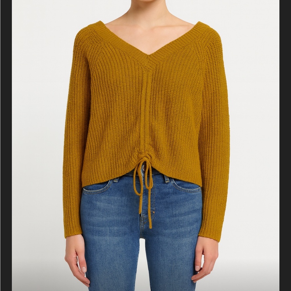Full Circle Trends Mustard V-Neck Sweater Crop